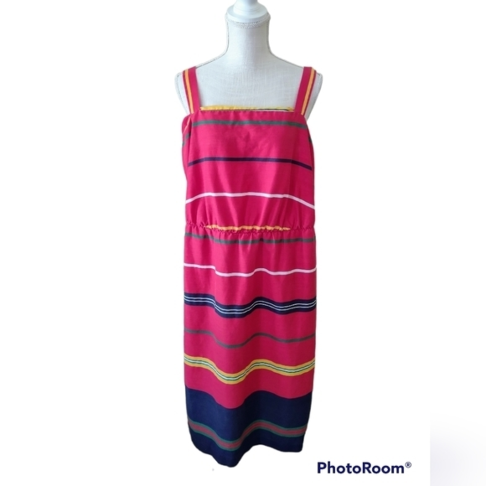 Vintage Sleeveless Summer Dress Striped Red‎